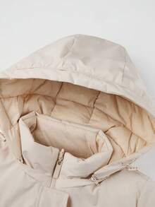 Giolshon 女士休闲连帽羽绒服，带口袋，轻便绗缝外套，适合春秋冬日常穿着，双面可穿设计 - 白色 - 查看 9