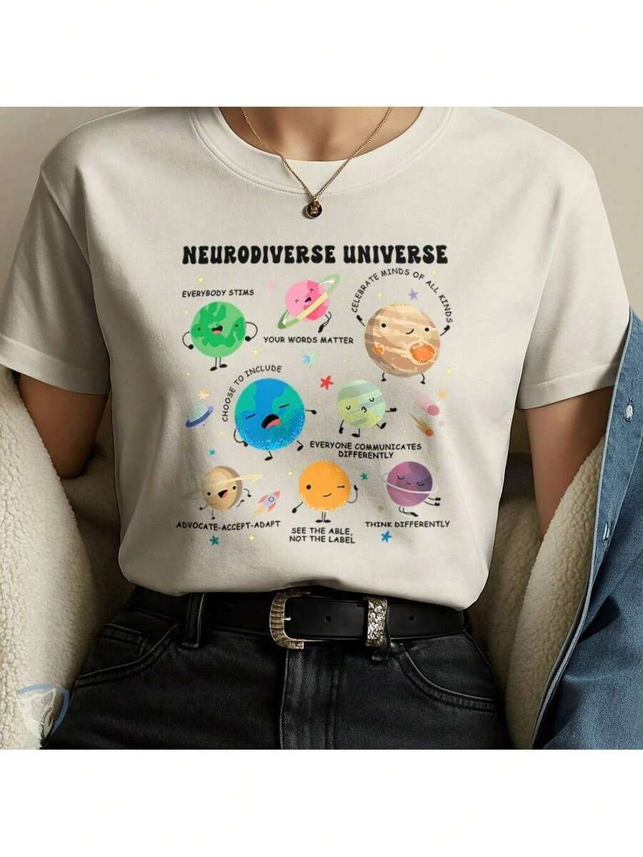 Inspirational T-Shirt | Positive Art About Inclusion And Awareness - Champagne - View 1