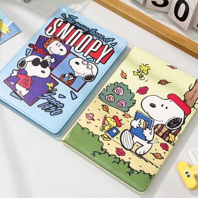1pc Snoopy A5 Planner With Full-Color Pages, PU Leather Student Notebook, Cartoon Diary