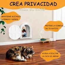 Puerta para Gatos de Interior - Adecuada para Gatos Pequeños de hasta 10 kg,Puerta para Mascotas 24 * 18cm,Nstalación Fácil en Puertas de Madera y Pared,Bloquea eficazmente el Olor(Blanco) - Blanco - Ver 4