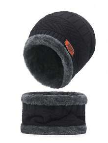 3pcs/Set Men's Winter Hat, Scarf And Gloves Set, Thermal Lined Warm Outfit