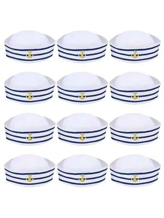 HongLuan 1 pieza Gorro de marinero de poliéster para mujeres y hombres, gorro de capitán de yate, adecuado para invierno, Navidad, despedida de soltera, cosplay, fiesta de yate, desfile, fiesta de adultos, playa