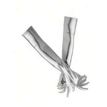 1 Pair Sexy Patent Leather Long Gloves, Halloween Costume Accessories, Black Tight Gloves, Pole Dance Performance Gloveswedding - 純色 - 查看 9