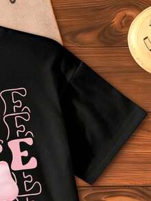 女童蝴蝶结印花短袖休闲上衣，夏季 - 黑色 - 查看 6