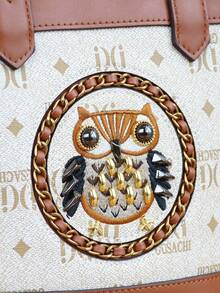 2025 Herbst/Winter Neue Retro Farbblock Korbtasche, modische luxuriöse vielseitige Schulter Umhängetasche mit Kette, exquisite Eule Stickerei Eimer Tasche - Verschiedenfarbig - Übersicht 11