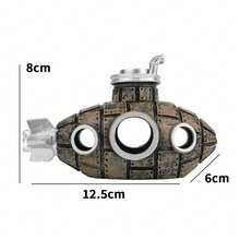 水族箱魚缸裝飾洞穴屋藏身處繁殖孵化孵化器景觀裝飾與沉沒潛水艇 - 黃色 - 查看 5
