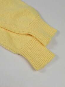 1 Áo len cardigan dệt kim dài tay cổ tròn màu trơn đa năng dành cho nữ và bé gái, dày và ấm, thích hợp cho mùa xuân, thu, đông - Màu vàng - Xem 7