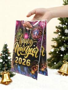 50个新年快乐礼品袋，彩色烟花图案礼品包装袋，新年派对回礼袋，2026新年装饰，新年小礼品袋，新年购物袋，新年厨房包装用品，新年家居收纳袋，新年家居用品袋，新年房间装饰，派对回礼 - 新年煙火 - 查看 3