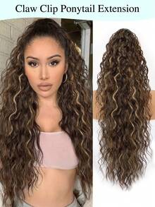 马尾接发 30 英寸长卷发波浪形抽绳马尾接发 合成发夹接发 自然造型合成假发 女士适用 - 彩色 - 查看 18