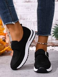 1 par de zapatos de cuña con plataforma y hebilla de tela con estampado de leopardo, adecuados para uso casual, al aire libre, fiesta, boda, moda, vacaciones y universidad, aptos para todo tipo de ocasiones - Negro - Ver 4