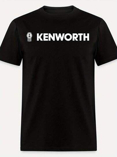 Camiseta Gráfica para Hombres de Camiones KENWORTH - Camiseta Casual de Algodón Negra, Manga Corta, Cuello Redondo, Ajuste Regular para Camioneros y Mecánicos 100% Algodón