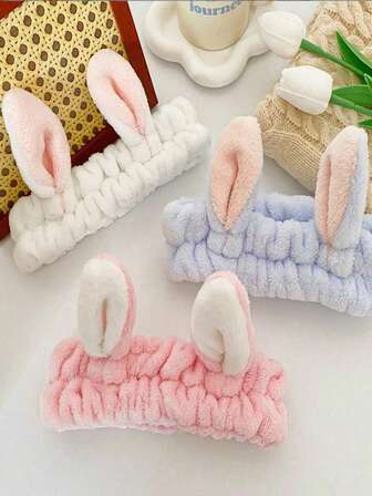 Headband With Rabbit Ears, Cute Velvet Non-Slip Rabbit Ear Headband, Unisex Essential For Home, Travel, Cruise, Dorm