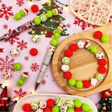 33 Pieces  Official Christmas Green Face Silicone Beads - Cute Design, Colorful Combination, Suitable For DIY Crafts, Keychains, And Pen Charms |   Fun And Durable Holiday Gift Ideas, Christmas Crafts, Holiday Decorations, Fun Ornaments, High-Quality Ornaments, Smooth Texture, Handmade Materials, Christmas And Halloween Gifts For Handicraft Lovers