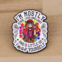 Hippie Peace Sign Brooch, Unique Enamel Lapel Pin - Personalized Badge For Backpacks And Clothes - Multicolor - View 7