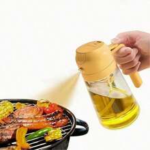 1个二合一橄榄油喷壶（带漏斗） - 玻璃油瓶，可重复灌装厨房喷雾瓶，适用于烹饪、沙拉调味、烧烤 - 精准控油，防漏设计（颜色/款式随机） - 彩色 - 查看 5