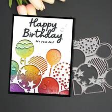 Happy Birthday & Love Stars Balloon Metal Cutting Dies - Silvery Fantasy Theme For DIY Scrapbooking, Card Making & Paper Crafts