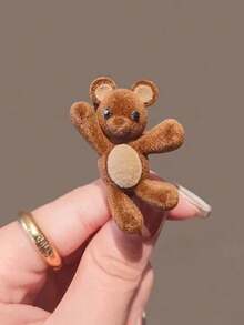 1/2个泰迪熊发夹，眼睛生动，心形脸 - 柔软毛绒侧马尾和刘海夹，适合S码，可爱动物发饰，适合派对、休闲装扮、生日礼物 - 彩色 - 查看 10