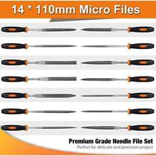 Conjunto de Archivos, Juego de Limas y Escofinas de 19 Piezas de Equipaje de Mano, Kit de Limas Multiusos Incluye Aguja, Plana, Redonda, Semiredonda, Triangular y cepillo, 4x 200mm, 14x 110mm(default) - Multicolor - Ver 6