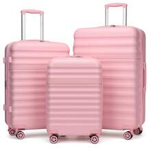 PP Hardshell Luggage 20 24 28 Inch Carry On Cabin Suitcase Expandable TSA Lock 360 Spinner Wheels Lightweight 3 Piece Set Check In Travel Holiday - Pink - View 14
