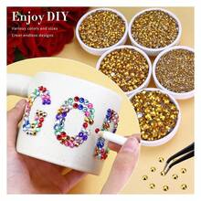 25000PCS Gold Jelly Rhinestones, 2mm 3mm 4mm 5mm 6mm Resin Flatback Rhinestones For Crafts Tumblers Shoes Celebration Makeup, Graduation Cap Bling Gems With B7000 Glue Tweezers Wax Pencil - 多色115 - 查看 2