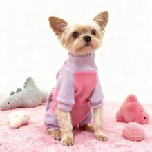 Autumn Winter Pet Four-Legged Clothes - Raglan Sleeve Two-Tone Cat Jumpsuit, Warm Full-Body Outfit With Back Pocket, Cold-Proof Apparel For Cats & Small Dogs