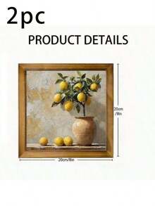 1pc/2pcs Bohemian Style Wooden Lemon Tree Art Sign, Fruit Themed, Suitable For Home, Kitchen, Office, Garage Decor, No Power Or Battery Needed, Ideal Holiday Gift, 8x8 Inches, Lemon Decor - Multicolor-sawtooth Hook - View 7