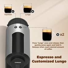 CHULUX Pod Coffee Maker, 1400W Home Espresso Machine For Single And Lungo, Mystic Gray - Grey - View 4