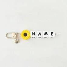 1pc Cute Daisy Keychain Customizable With Name/Initial Beads Great For Mother's Day Back To School Birthday Gifts Y2K - Multicolor - View 15