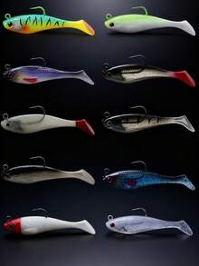 Long-Range High-Density T-Tail Soft Bait, Red Head Glow-In-The-Dark Strong Fish Attractant, Wear-Resistant Single Hook With Lead, Anti-Snag Bottom For Black Bass And Largemouth Bass, Highly Elastic Strong Fish Attractant For Saltwater And Freshwater - Multicolor - View 3