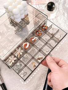 1pc 3-Layer 72-Compartment Acrylic Jewelry Box, Transparent Multi-Compartment Jewelry Storage Box, Drawer-Style Transparent Jewelry Box, Suitable For Storing Women's Daily Wear Earrings, Rings, Necklaces, Bracelets, Drawer-Style Display Storage Box, Suitable For Bathroom Storage, Desktop Stacking Drawers - Multicolor - View 5