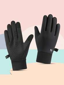 1 Pair Children's Winter Fleece Lined Sports Gloves, Thickened Warm Five-Finger Gloves With Ribbed Cuffs, Suitable For Skiing, Cycling, Daily Outdoor Warmth - Multicolor - View 16