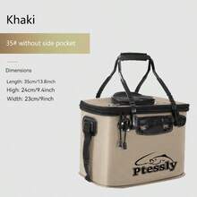 1pc Portable Foldable EVA Fishing Bucket, Live Fish Box, Camping Water Container, Fishing Tackle Storage Bag, Multi-Functional Folding Fishing Bucket (Air Pump Not Included)