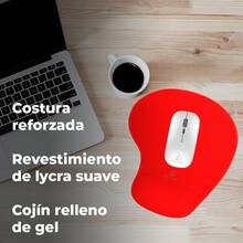 Mousepad Tapete Ergonómico Soporte Mano Gel Antideslizante, almohadilla ergonómica para computadora, soporte muñeca escritorio, tapete antideslizante computadora, accesorio oficina, tecnología cómoda para trabajo - Rojo - Ver 7