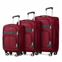 Softside Luggage Set,Expandable Luggage For Extra Capacity,Large Capacity Family Suitcase,Lightweight Waterpoof Resistant Polyester,20inch+28inch,20inch+24inch+28inch - BURGUND/GREY - 查看 11