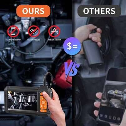 מצלמת אנדוסקופ 1080P HD עם תאורה, מסך IPS 4.3 אינץ', כלי בדיקת ניקוז עמיד למים IP67, כבל קשיח למחצה 16.5 רגל, סוללה נטענת, לתחזוקה ובדיקה של צנרת ניקוז | מצלמת HD | גוף פלסטיק עמיד, מצלמת בדיקת ניקוז