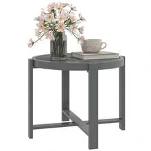 Outsunny Side Table, Round Garden Table, Weatherproof Aluminum Balcony Table With Marble Look, Camping Table, Coffee Table For Living Room, Office, Outdoor, Indoor, Grey - 1 - View 1