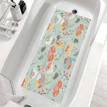 Tapete de ducha antideslizante azul claro, 20x 36 pulgadas, esponja de PVC para ducha, bao, tina para zonas hmedas con superficie de patrn floral, secado rpido - 36" x 20" (rectangular) - Ver 3