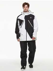 1 Pieza Chaqueta de esquí con capucha para hombres y mujeres, a prueba de viento, impermeable, resistente a la abrasión, transpirable y elástica, cómoda y cálida, adecuada para esquiadores con diferentes habilidades (excluyendo accesorios) Conjuntos de esquí