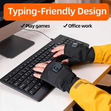 1 Pair Heated Gloves With Digital Display, 3 Temperature Settings (113°F, 122°F, 131°F), 2000mAh Battery, Up To 6 Hours Runtime, USB-C Charging, Fingerless Design, Suitable For Home Office, Housework And Light Outdoor Activities