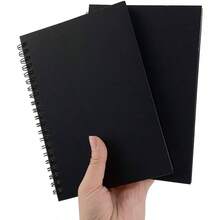 Black Sketch Coil Notebooks, 2 - Pack, 120 Pages 60 Sheets Hardcover With 1150GSM Cardstock, 5x 5.1 Inches, 100GSM Paper - 黑色 - 查看 1