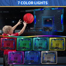 Mini Basketball Hoop With LED Lighting, Electronic Scoreboard, 3 Modes, Over Door Mount, Gift For Kids & Adults - Blue + Remote Control - View 3