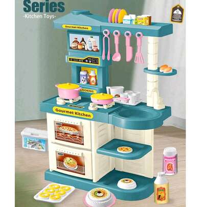 儿童厨房玩具套装 - 迷你厨房用具套装，包含杯子、餐具、牛奶、烹饪配件，适合儿童、男孩和女孩，已认证