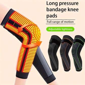 2PCS Long Compression Knee Sleeve, Self-Heating Knee Protector With Strap, Non-Slip, Winter Warmth For Men & Women, Moxa Knee Brace,Winter Warmth Preservation, Essential For Outdoor Sports To Keep Warm And Protected. A Great Christmas Gift,Romantic Valentine's Day Gifts.