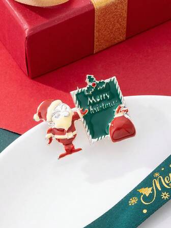 1pc Fashionable Santa Claus Brooch, Suitable For Women's Christmas Outfit Accessories