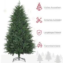 HOMCOM Christmas Tree, Artificial Fir, Realistic Look, Quick Assembly, Plastic, Green, 114 X 114 X 180cm - Green - View 8
