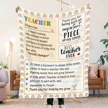 Teacher Appreciation Gifts , Best Teachers Day Gifts From Student, End Of Year Teachers Gift Idea, Teacher Gifts For Graduation Birthday Back To School Blanket,Super Soft Flannel Printed  Blanket,As Birthday Gifts, Family, Wedding, Souvenir Blankets, Polyester Blankets Suitable For All Seasons, Washable, Machine Washable, Lightweight, Breathable, Comfortable, Warm, Unique, 280gsm For Him, Her Personalized Ideal Gifts For Her, Him,  Perfect Nap, Camping, Travel, Home, Daily Life, Office Decoration, Birthday, Anniversary, Valentine's Day, Thanksgiving, Christmas, Halloween, Mother's Day, Father's Day, Wedding, New Year Gifts ,Sofa,Bed,Car,Bedroom,Living Room,Office,  Outdoor Camping, Beach,Wall Decoration - 多色2 - 查看 1