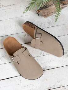 2025 Autumn Men's Casual Solid Color Slip-On Mules & Men's PU Leather, Anti-Slip Rubber Sole Durable Sandals & For Wide Feet, Order One Size Up Or Wide Version