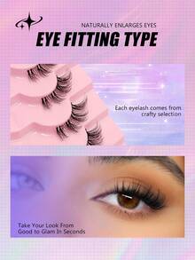 Asiteo 7 Pairs Natural Half-Strip Fake Eyelashes, Cat Eye Effect, Transparent Band, Lightweight & Fluffy, Soft Wispy Lashes At Outer Corners - Half Eyelashes - View 3