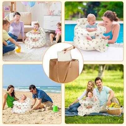 Baby Seat Portable Baby Chair Inflatable Chair For Babies 3 Months &Amp; Up Infant Back Support Baby Sofa Foldable ...