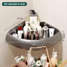 Esquinero para Bao Regadera Ventosa Repisas Sin Taladro Organizador de Regadera Metal de Aluminio Porta Shampoo Antixido Estante Organizador Bao Gris Mueble para Regadera - pegamento triangular 2unidades - Ver 7